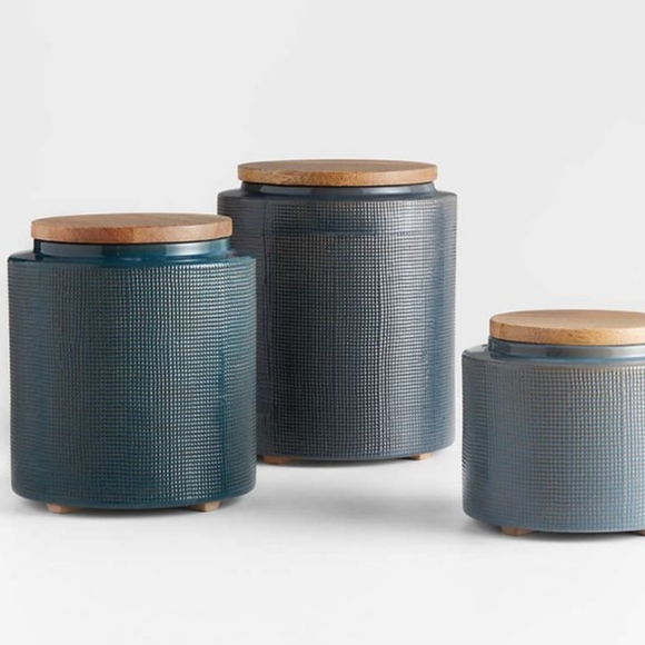 Crate and Barrel Ena Blue Canisters, Set Of 2, Medium and Small, NWT - Picture 14 of 16